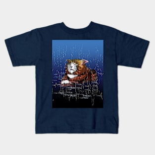 rainy wet tuxedo cat Kids T-Shirt